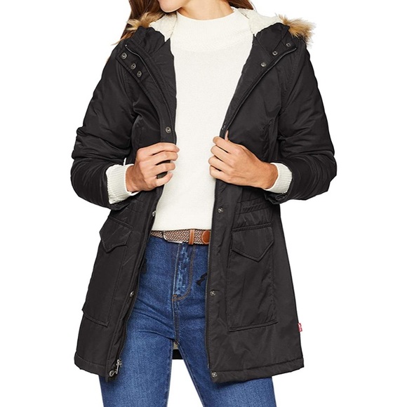 Levi's Jackets & Blazers - Women's Coated Cotton Four Pocket Sherpa parka